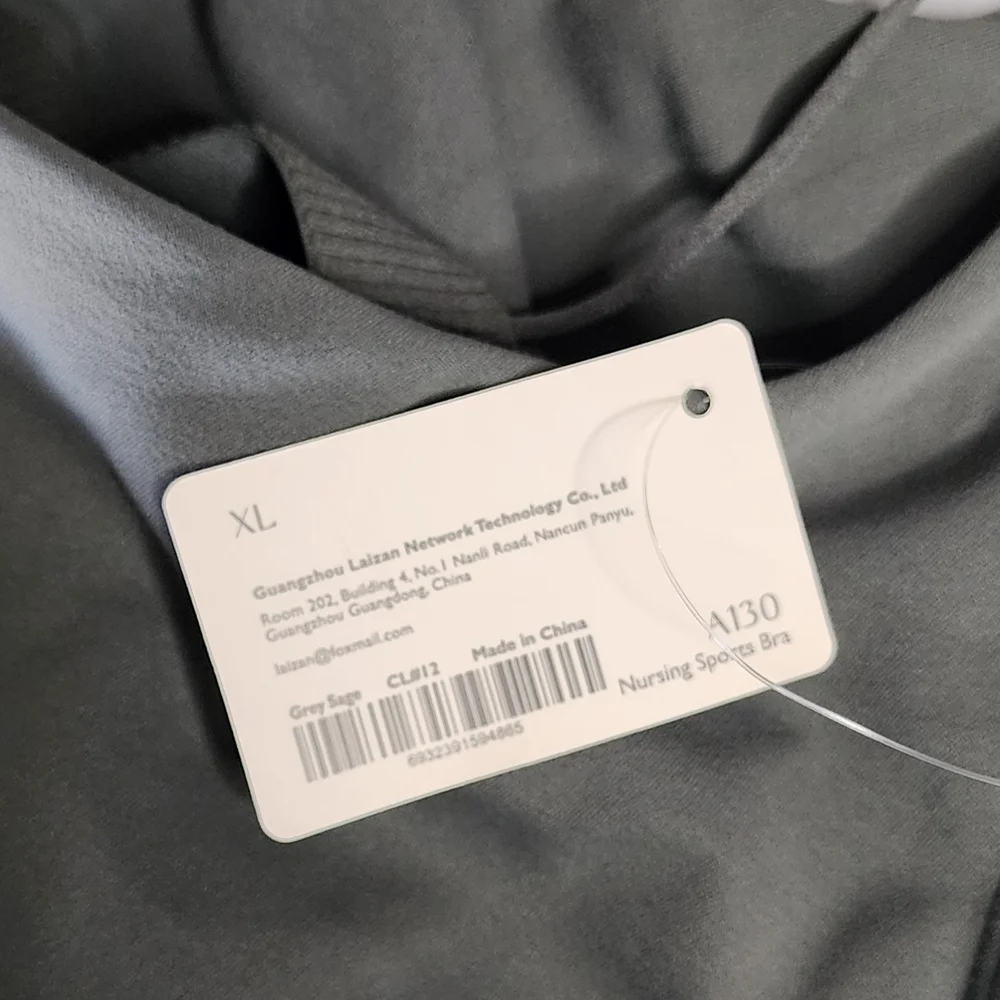 Momanda Nursing Sports Bra Tank Top XL Gray Sage NWT Built-In Support - Picture 3 of 4